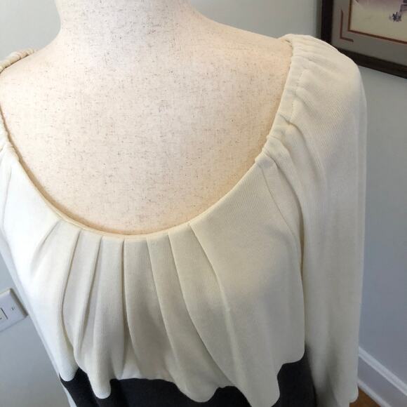 Tiana B Color Block Sweater Dress L Cream Gray Black Made in USA Office Career - Picture 4 of 11